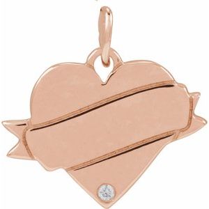 Ladies Natural Diamond Engravable Heart Pendant (I1, G-H) — 14K Rose Gold