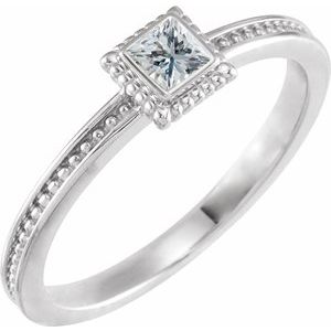 Ladies Natural Diamond Family Stackable Ring (I1, G-H) — Sterling Silver
