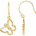 Ladies Natural Diamond Butterfly Earrings — 14K Yellow Gold