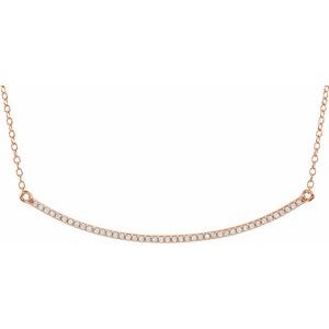 Ladies Natural Diamond Bar Necklace (I1, H+) — 14K Rose Gold
