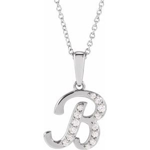 Ladies Natural Diamond Initial B Necklace (I1, G-H Ctw) — 14K White Gold