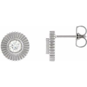 Ladies Natural Diamond Starburst Stud Earrings — Sterling Silver