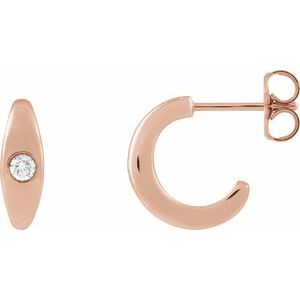 Ladies Natural Diamond 11.9 mm Hoop Earrings (I1, G-H) — 14K Rose Gold