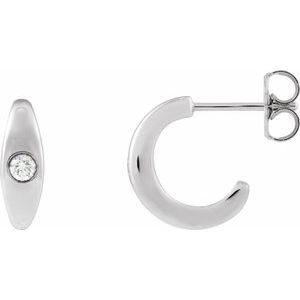 Ladies Natural Diamond 11.9 mm Hoop Earrings (I1, G-H) — 14K White Gold