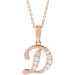Ladies Natural Diamond Initial D Necklace (I1, G-H Ctw) — 14K Rose Gold