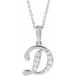 Ladies Natural Diamond Initial D Necklace (I1, G-H Ctw) — 14K White Gold