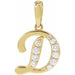 Ladies Natural Diamond Initial D Pendant (I1, G-H Ctw) — 14K Yellow Gold