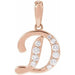 Ladies Natural Diamond Initial D Pendant (I1, G-H Ctw) — 14K Rose Gold