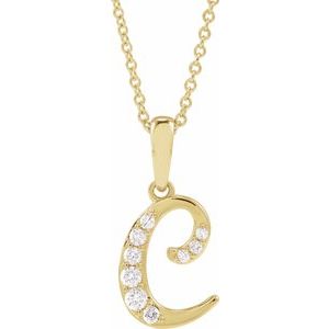 Ladies Natural Diamond Initial C Necklace (I1, G-H) — 14K Yellow Gold