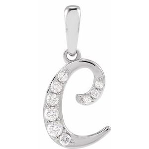 Ladies Natural Diamond Initial C Pendant (I1, G-H Ctw) — 14K White Gold