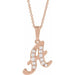 Ladies Natural Diamond Initial A Necklace (I1, G-H Ctw) — 14K Rose Gold