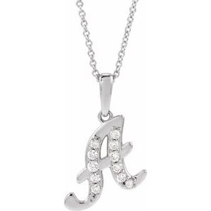 Ladies Natural Diamond Initial A Necklace (I1, G-H Ctw) — 14K White Gold