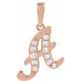 Ladies Natural Diamond Initial A Pendant (I1, G-H Ctw) — 14K Rose Gold