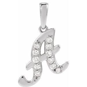 Ladies Natural Diamond Initial A Pendant (I1, G-H Ctw) — 14K White Gold