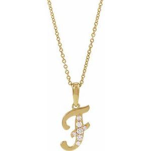 Ladies Natural Diamond Initial F Necklace (I1, G-H) — 14K Yellow Gold