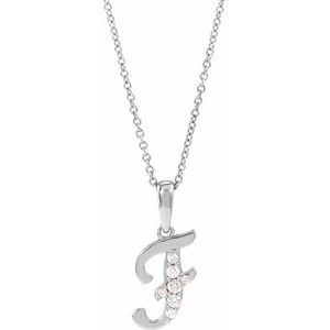 Ladies Natural Diamond Initial F Necklace (I1, G-H) — 14K White Gold