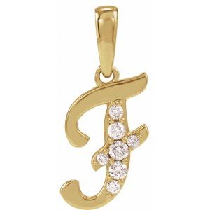 Ladies Natural Diamond Initial F Pendant (I1, G-H) — 14K Yellow Gold