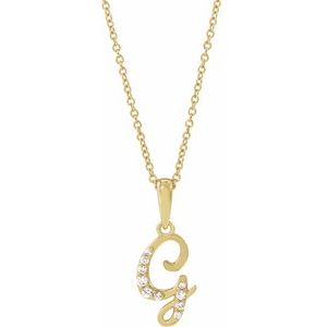 Ladies Natural Diamond Initial G Necklace (I1, G-H Ctw) — 14K Yellow Gold