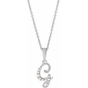 Ladies Natural Diamond Initial G Necklace (I1, G-H Ctw) — 14K White Gold