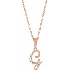 Ladies Natural Diamond Initial G Necklace (I1, G-H Ctw) — 14K Rose Gold