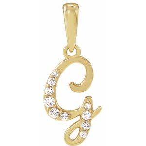 Ladies Natural Diamond Initial G Pendant (I1, G-H) — 14K Yellow Gold