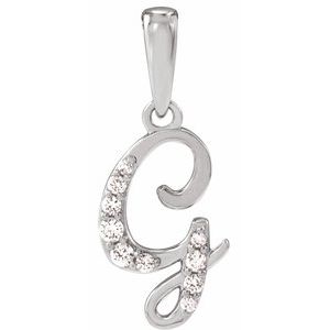Ladies Natural Diamond Initial G Pendant (I1, G-H Ctw) — 14K White Gold