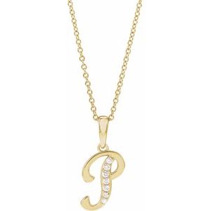 Ladies Natural Diamond Initial P Necklace (I1, G-H Ctw) — 14K Yellow Gold