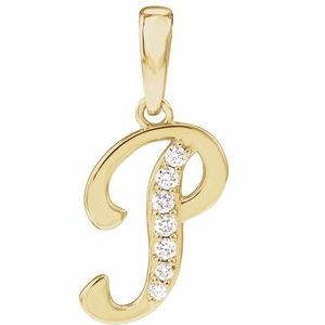Ladies Natural Diamond Initial P Pendant (I1, G-H) — 14K Yellow Gold