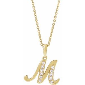 Ladies Natural Diamond Initial M Necklace (I1, G-H Ctw) — 14K Yellow Gold