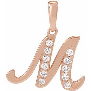 Ladies Natural Diamond Initial M Pendant (I1, G-H Ctw) — 14K Rose Gold