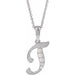 Ladies Natural Diamond Initial T Necklace (I1, G-H Ctw) — 14K White Gold