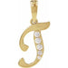 Ladies Natural Diamond Initial T Pendant (I1, G-H Ctw) — 14K Yellow Gold
