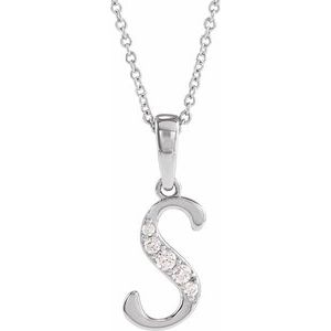 Ladies Natural Diamond Initial S Necklace (I1, G-H Ctw) — 14K White Gold