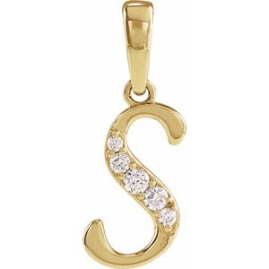 Ladies Natural Diamond Initial S Pendant (I1, G-H Ctw) — 14K Yellow Gold