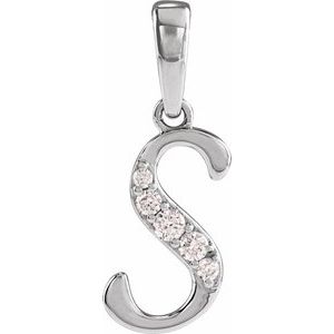 Ladies Natural Diamond Initial S Pendant (I1, G-H Ctw) — 14K White Gold