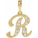 Ladies Natural Diamond Initial R Pendant (I1, G-H Ctw) — 14K Yellow Gold