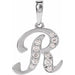 Ladies Natural Diamond Initial R Pendant (I1, G-H Ctw) — 14K White Gold