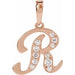 Ladies Natural Diamond Initial R Pendant (I1, G-H Ctw) — 14K Rose Gold