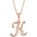 Ladies Natural Diamond Initial K Necklace (I1, G-H) — 14K Rose Gold