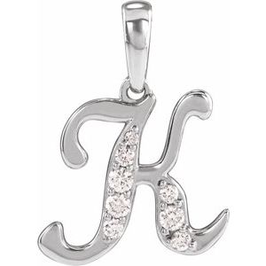 Ladies Natural Diamond Initial K Pendant (I1, G-H Ctw) — 14K White Gold