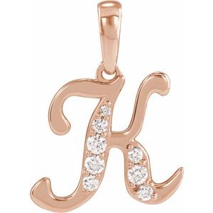 Ladies Natural Diamond Initial K Pendant (I1, G-H) — 14K Rose Gold