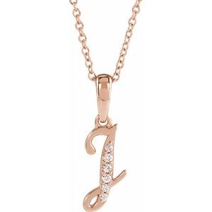 Ladies Natural Diamond Initial J Necklace (I1, G-H Ctw) — 14K Rose Gold