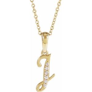 Ladies Natural Diamond Initial J Necklace (I1, G-H) — 14K Yellow Gold