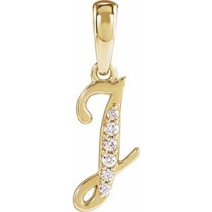 Ladies Natural Diamond Initial J Pendant (I1, G-H) — 14K Yellow Gold