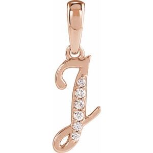Ladies Natural Diamond Initial J Pendant (I1, G-H Ctw) — 14K Rose Gold