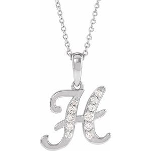 Ladies Natural Diamond Initial H Necklace (I1, G-H Ctw) — 14K White Gold