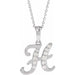 Ladies Natural Diamond Initial H Necklace (I1, G-H Ctw) — 14K White Gold