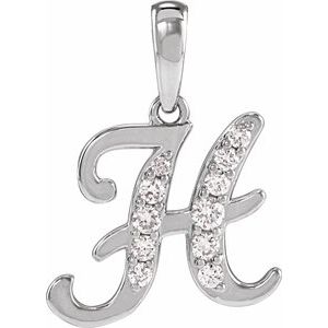 Ladies Natural Diamond Initial H Pendant (I1, G-H Ctw) — 14K White Gold