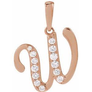 Ladies Natural Diamond Initial W Pendant (I1, G-H) — 14K Rose Gold