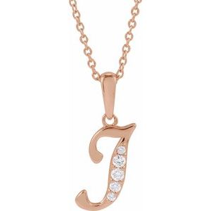 Ladies Natural Diamond Initial I Necklace (I1, G-H) — 14K Rose Gold